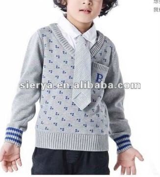 children's/boy's cotton V neck jacquard dots fashion sweater jumper