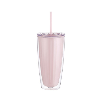Colorful Double-Layer High-Temperature Resistant Portable Mug with Straw