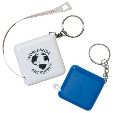 Custom Logo Square Shape Tape Measure Keychain for Trade Gift Promotion
