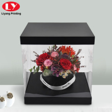 Custom Black Square Flower Box Clear Boxes Delivery
