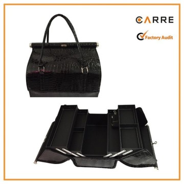 2015 newest handbag style cosmetic crocodile PU leather make up case bag