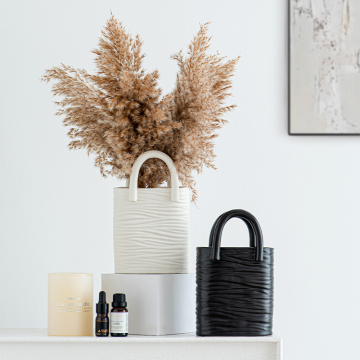 Modern Geometric Black and White Handbag Ceramic Vase Home Decor