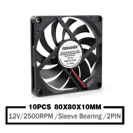 10 Pieces 12V 80mm 8010 80x80x10mm Cooling Fan DC Brushless Cooler Fan 2500RPM Sleeve Bearing Industry Fans