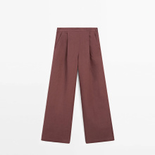 Women's elegant 100% linen pleated pants