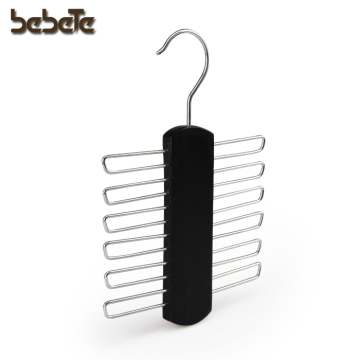 6 Tiers Black Wooden Ties Hanger