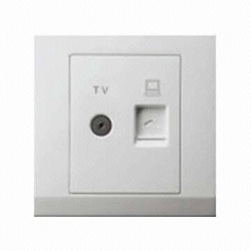 Wall switch/light switch for twin TV/RJ45 data outlet