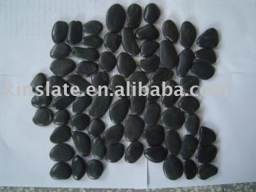 Black polished pebble Stone with mesh