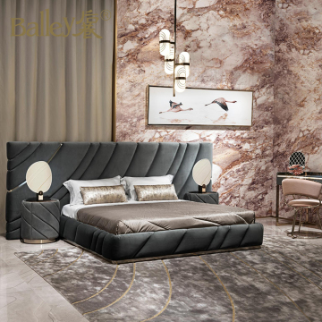 Juegos de muebles de dormitorio italianos modernos para hoteles - camas de estilo de metal dorado