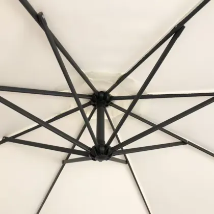 White Cantilevered Umbrella Sombrilla Blanca