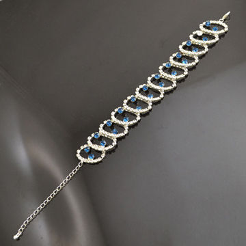 Circle blue rhinestone full jewelled elegant wholesale chic exclusive metal bracelets