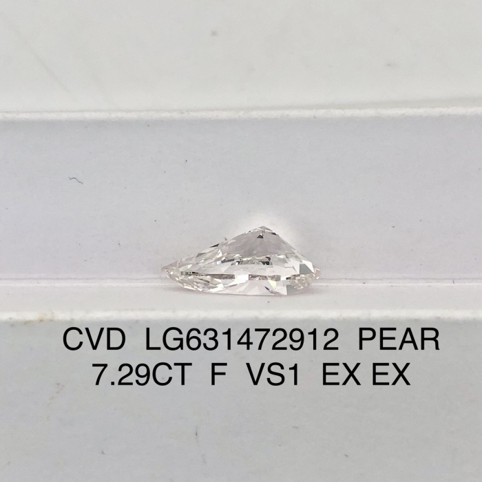เพชร CVD Pear Cut 7.29CT F VS1 ขัดเงาดีเยี่ยม
