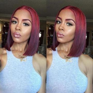 Burgundy Red Straight Bob Wig