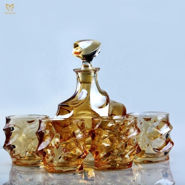 810ml Lead-Free Crystal Whiskey Glass Set - Electroplated Amber