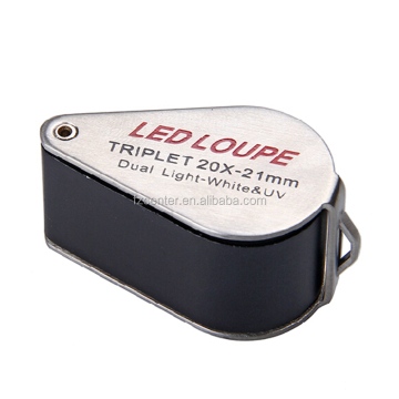 20x Magnifier 21mm Loupe LED UV Triplet Lens Achromatic Foldaway Pocket