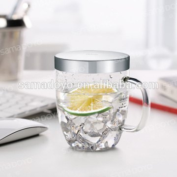 Samadoyo office drinking glass cups with handle with lid