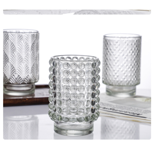 Copa de vela de alivio transparente con vidrio espesado y patrón retro