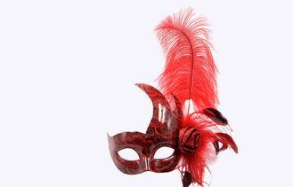 Custom Womens Red Feather Masquerade Mask For Costume Party