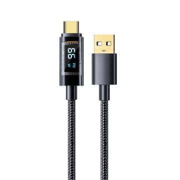 Super schnelles Laden 66W 2m 1m Typ-C geflochtenes Datenkabel mit LED-Anzeige 6A