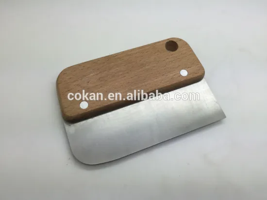 Stainless Steel Pizza Dough Scraper Cutter with wooden handle Kitchen Flour Pastry Cake Tool Scale