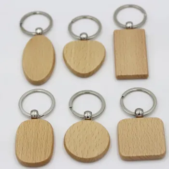 High Quality Custom Engraved Heart Shape Blank Wood Keychain with Logo