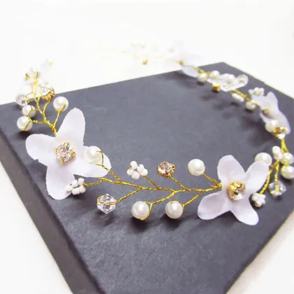 Crystal Pearl Hair Belt Wedding Bridal Hair Ornaments Hair Jewelry Decorations for Brides Wedding Hair Accessories