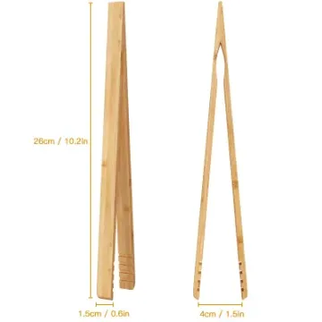 2 Pieces Bamboo Toast 10.2 Inches Long Wood Toaster Anti Slip Design Tongs