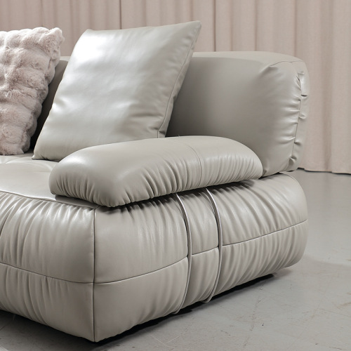 Sofa Kulit Kelabu Minimalis