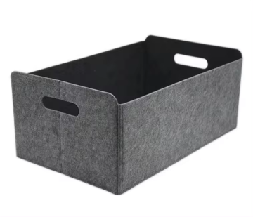 Newest Grey Felt Foldable Storage Basket with Durable Handles