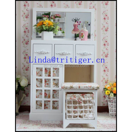Wooden Dressing Makeup Dresser With Mirror And Drawer