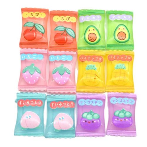 Süße Bonbons Harz Flatback Cabochons Erdbeere Pfirsich Kirsche Ananas Frucht Süßigkeiten Schleim Charms für Scrapbooking DIY