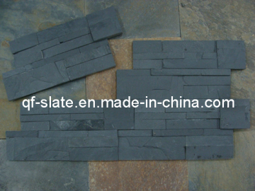 Exterior S Shape Midnight Black Slate Wall Ledge Panel Stone