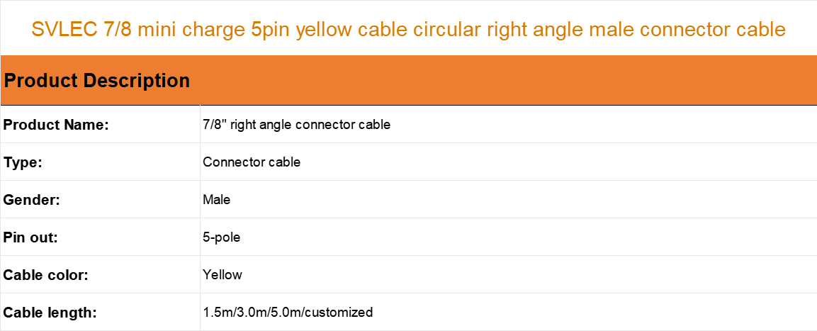 7/8 mini charge 5pin yellow cable