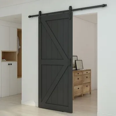 Factory Wholesale Solid Wood Sliding Barn Door with Hardware - Bedroom Wooden Door Interior