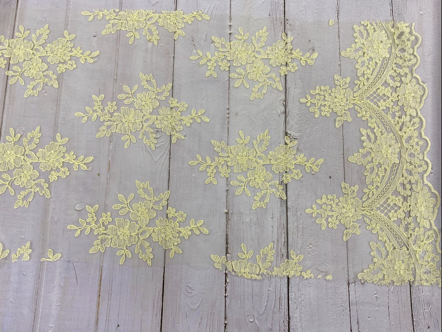 Pale Yellow Cord Embroidery  Fabric