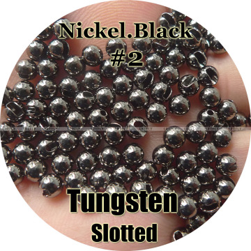 Nickel Black #2, 100 Tungsten Beads, Slotted, Fly Tying, Fishing