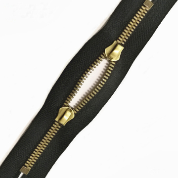 Antique Brass Double Slider Two Way Zipper