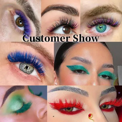 Wholesale DIY Fan Eyelashes: Mixed Color Segment Lashes & Colorful Eyelash Extensions