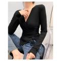 Irregular slim-fit dressy bottoming shirt