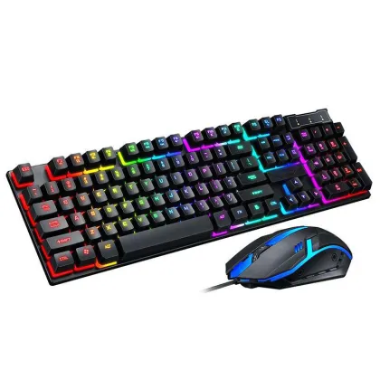 HP KM100 Wired Keyboard and Mouse Set - LED Waterproof Combo for Laptop and Desktop