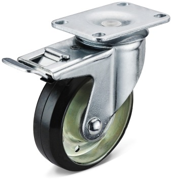 The Black Rubber Flat Bottom Double Brake Casters