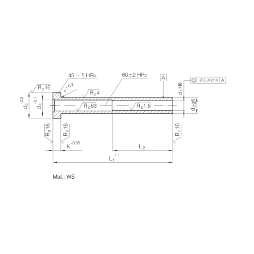 Tuleje wypychaczy DIN16756 lub ISO8405 Hartowane WS