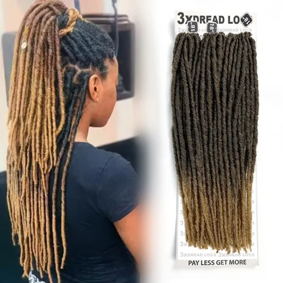 Wholesale 18-inch 3X Free-Style Crochet Braid Hair Products in 100% Kanekalon Straight Shaded Dread Locs