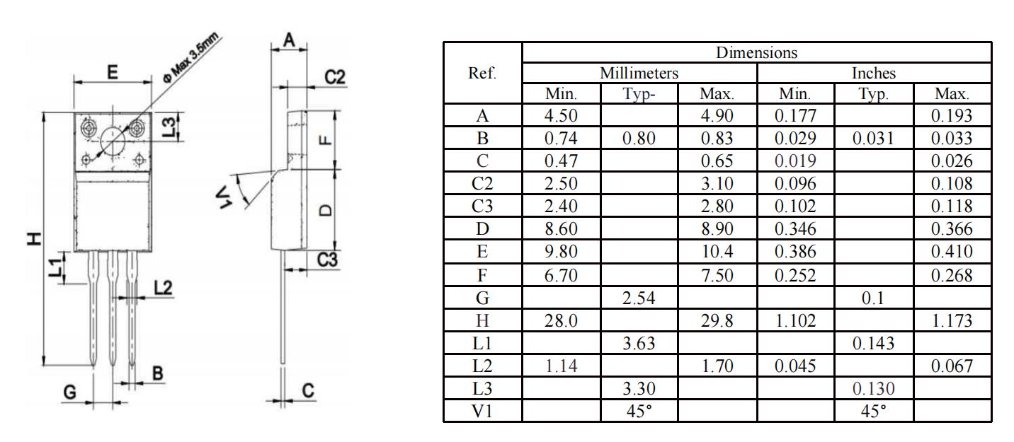 TO-220F Package Mechanical Data