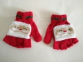 Czerwone świąteczne rękawiczki z dzianiny
