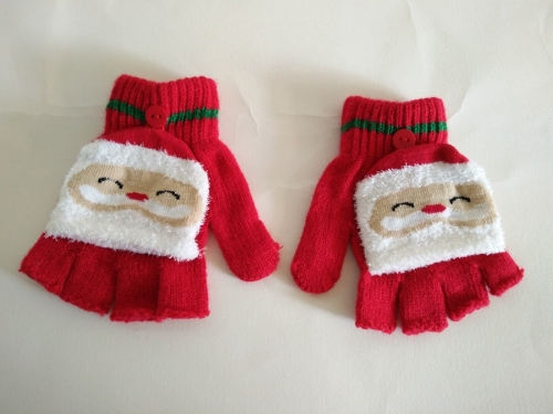 Rote Weihnachtsstrickhandschuhe