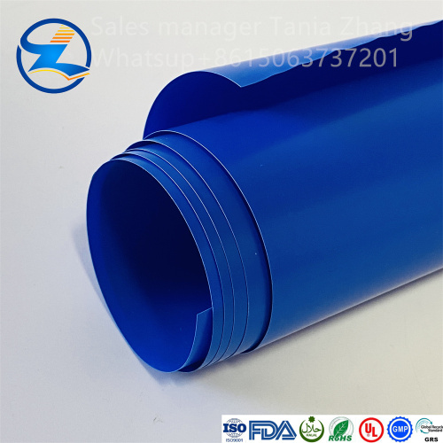 Rollo de película de PVC personalizable de color azul