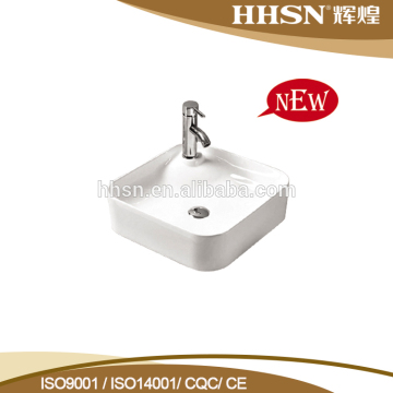 HH170 Hot Sale Bathroom Ceramic Square Wash Bowl Art Sink