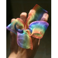 rainbow organza ribbon bow for hair accessory