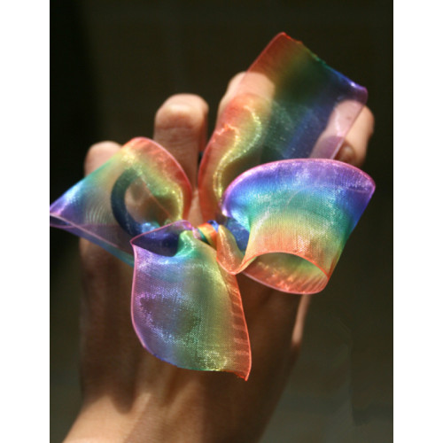 rainbow organza ribbon bow for hair accessory