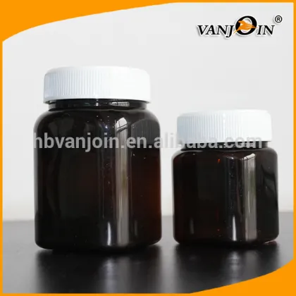 200ml PET Brown Wide Mouth Jars with white caps